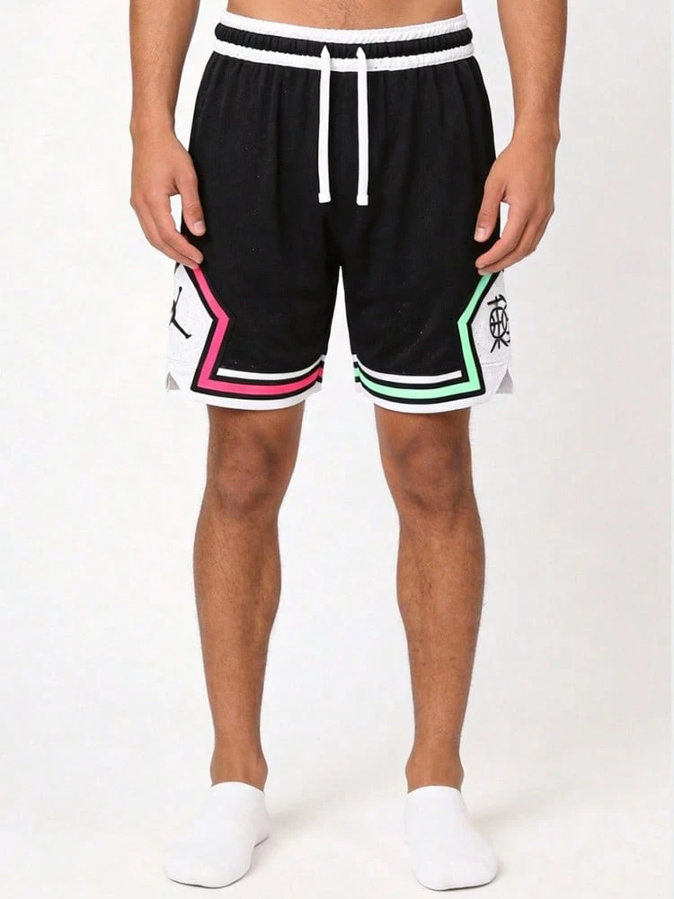 Nike Jordan 鬆緊帶抽繩運動速乾休閒短褲 男款HF6592-010黑色 - 黑色 - 查看 1