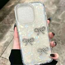 Shiny Bow Iridescent Shell Pattern Phone Case - Multicolor - View 3