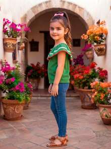 Young Girls Blouses - Green - View 4