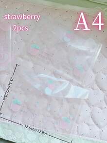 Pink Strawberry Transparent File Bag PP Small Card Storage Sleeve Stationery Storage Bag Suitable For School And Office, First Day Of School - Multicolor - View 15