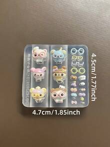 1pc Vintage Cartoon Cute Pet Bear Glasses Frame 3D Nail Art Silicone Mold - Clear - View 4