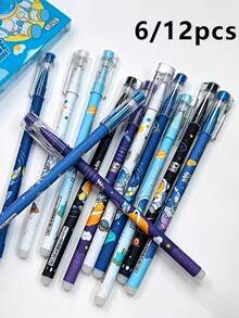 6/12 PCS Pulpen Lurus Astronot Kemasan Kotak Pulpen Netral yang Dapat Dihapus dengan Panas Estetika Tinggi Kartun Hadiah untuk Pelajar Alat Tulis Lintas Negara - MultiWarna - View 7