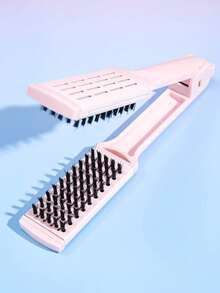 1pc V-Shaped Curling Styling Comb, Dual-Use Styling Comb With Curling And Straightening Functions, Heat-Resistant Lazy Styling Clip, Fast Hair Care Product, Anti-Scald Smooth Hair Comb, Suitable For Thick, Curly Or Long Hair - Professional Curling Styling Comb, Create Smooth And Frizz-Free Looks - Salon-Grade Heat-Resistant Comb, Suitable For Daily Styling Use - Pink - View 1