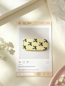 1PC Imitation Leather Grain Mirror Makeup Phone Holder, Adhesive Foldable Mirror Back Sticker, Dual Horizontal & Vertical Use Portable Desktop Stand - Black Bow - View 5