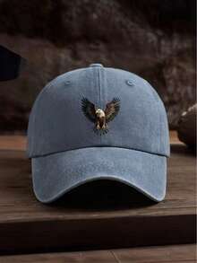 1pc Printed Baseball Cap With Flying Eagle Graphic, Suitable For Men's Outdoor Wear, Fashionable And Versatile, Hip-Hop Style, Design, Washable, With Distressed Effect - Multicolor - View 9