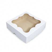 10 un - Caixa com Visor Moldura15x15x4 para Presentes Lembrancinhas Doces Cósmesticos - Caixa Kraft ou Branca - Tampa e Fundo Conjugados Unificados Montagem Fácil - Visão 7