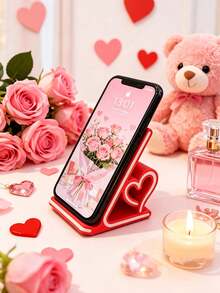 Romantic Heart-Shaped Phone Stand, Perfect Valentine's Day Gift For Her, Fashionable Desktop Decoration, Portable Non-Slip, Suitable For Live Streaming/Office/Broadcasting/Online Learning And More - Multicolor - View 12