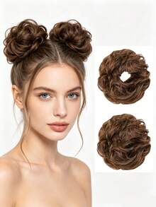 6inch 2pcs Women's Messy Bun Hair Scrunchie Hair Piece – Elastic Wavy Curly Hair Bun Extension Synthetic Hair Piece Suitable For Women And Girls - Multicolor - View 16