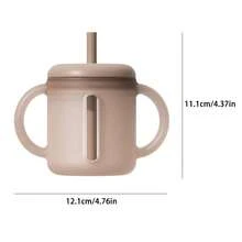 Newborn Baby Full Silicone Learning Cup, Dual Handle Large Mouth Direct Drink & Straw Dual-Use Cup, Baby Drinking Water & Milk Shatter-Resistant Straw Cup - Multicolor - View 4
