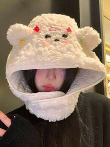 Cartoon Bear Plush Hat, Adjustable Headwear, Unisex Fashion Warm Cute Hat, Adult Size - Multicolor - View 2
