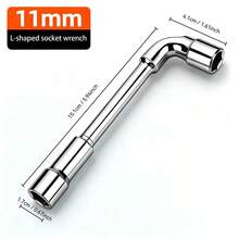 DAIEN Chrome Vanadium Steel Thickened L-Shaped Perforated Socket Wrench, Mirror Plated Dual-Head Straight And Bent Integrated, Long Bolt Unlimited Rod Length Automotive Repair Machine Maintenance Equipment Installation Special Wrench - 1 Pc - View 22