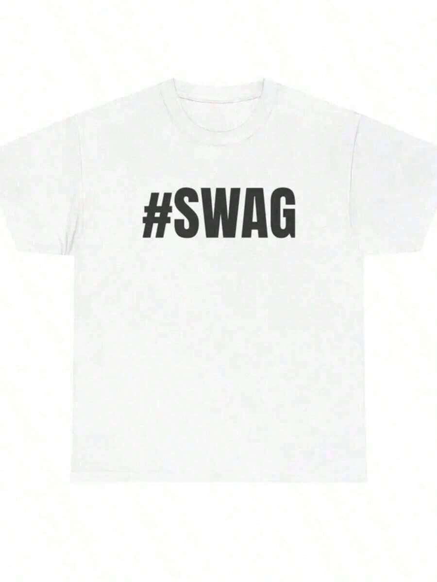 SWAG Slogan T-Shirt # SWAG Unique Y2K Streetwear Graphic Print Unisex Tee All Sizes,Summer T Shirts,Tops For Women. - White - View 1
