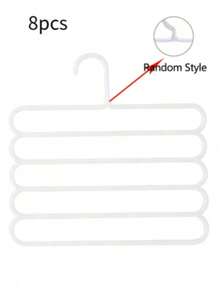8/12pcs Space-Saving 5-Tier Plastic Pants Hanger, Storage Rack, Closet Organizer For Pants, Skirts, Scarves, Wardrobe Storage And Balcony Drying, Home Organization Accessories - 5-tier Pants Rack - View 9
