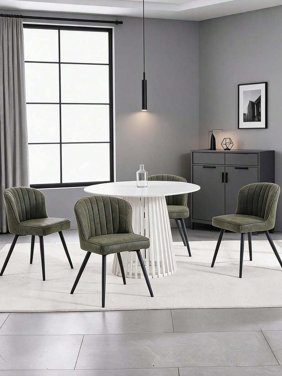 WAHSON OFFICE CHAIRS 4PCS Velvet Kitchen Chair Side Dining Chairs Armless Tub Chair With Metal Legs