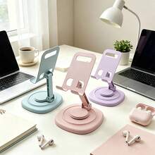 1pc 360° Rotatable Aluminum Alloy Adjustable Tablet Stand, 360° Rotatable Folding Tablet Holder, Universal Smartphone Tablet Desktop Stand With Multi-Angle Silicone Non-Slip Base, Back To School Supplies - Multicolor - View 6
