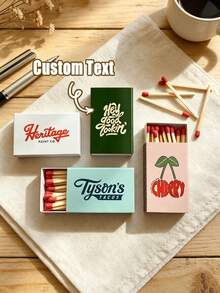Custom Text Match Label Stickers Customizable Wedding Matchbox Personalized Name Date Message Adhesive Decals For Wedding Ceremony Reception Bridal Shower Engagement Party Bachelorette Party Wedding Favors - Multicolor - View 2