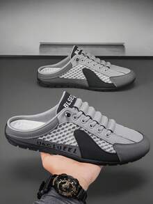 Zapatos casuales mule sin talón para caballeros, malla de alta ventilación evita sobrecalentamiento. Suela antideslizante y resistente, 3 colores disponibles. Ideal para paseos;ligeros y cóm - Gris - Ver 2