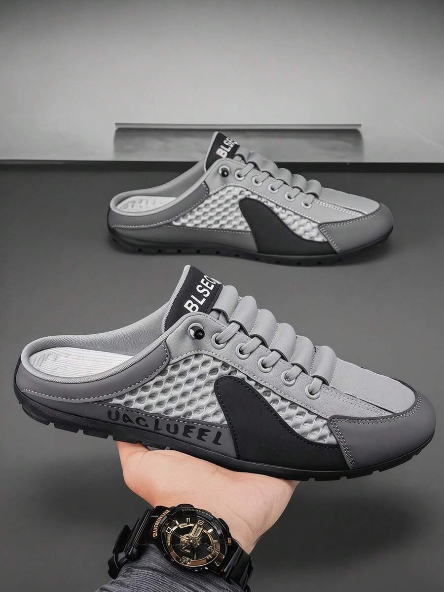 Zapatos casuales mule sin talón para caballeros, malla de alta ventilación evita sobrecalentamiento. Suela antideslizante y resistente, 3 colores disponibles. Ideal para paseos;ligeros y cóm