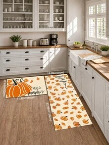 1pc Pumpkin Pattern Kitchen Mat, Fun Holiday Style, Suitable For Autumn Party, Bathroom, Room, Kitchen, Sink Area And Home Holiday Decor, Foot Mat, Pet Mat - Multicolor - View 11