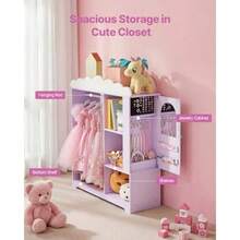 Dress Up Storage, With Jewelry Cabinet, Dress Up Closet With Mirror And Shelves, Princess Costumes Wardrobe Closet, Toddler Costume Organizer Armoire, For Bedroom, Room, Girls, Purple - Purple - View 5