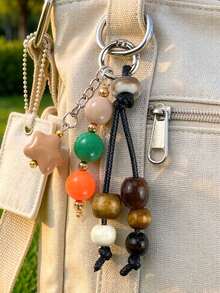 Retro Beaded Star Bag Charm,Boho Beaded Keychain,Colorful Purse Charm, Handmade Bag Accessory,Unisex Wallet Charm,Gift For Women Fashionistas - Multicolor - View 5