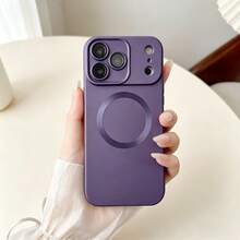Metallic Paint Full Coverage Lens Film Magnetic Shockproof Phone Case, Cute Shock-Absorbing Camera Lens Protective Cover, Soft Ultra-Thin Protective Case, Compatible With IPhone 18 17 16 15 14 13 Pro Max 18 Pro Max 11 Phone Case, Various Holiday Gifts - Purple - View 1