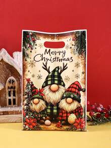 10/20/50pcs Merry Christmas Gift Bags, Rustic Elf Plastic Gift Packaging Bags, Winter Holiday New Year Party Supplies, 2026 Home Christmas Decoration - Multicolor - View 7