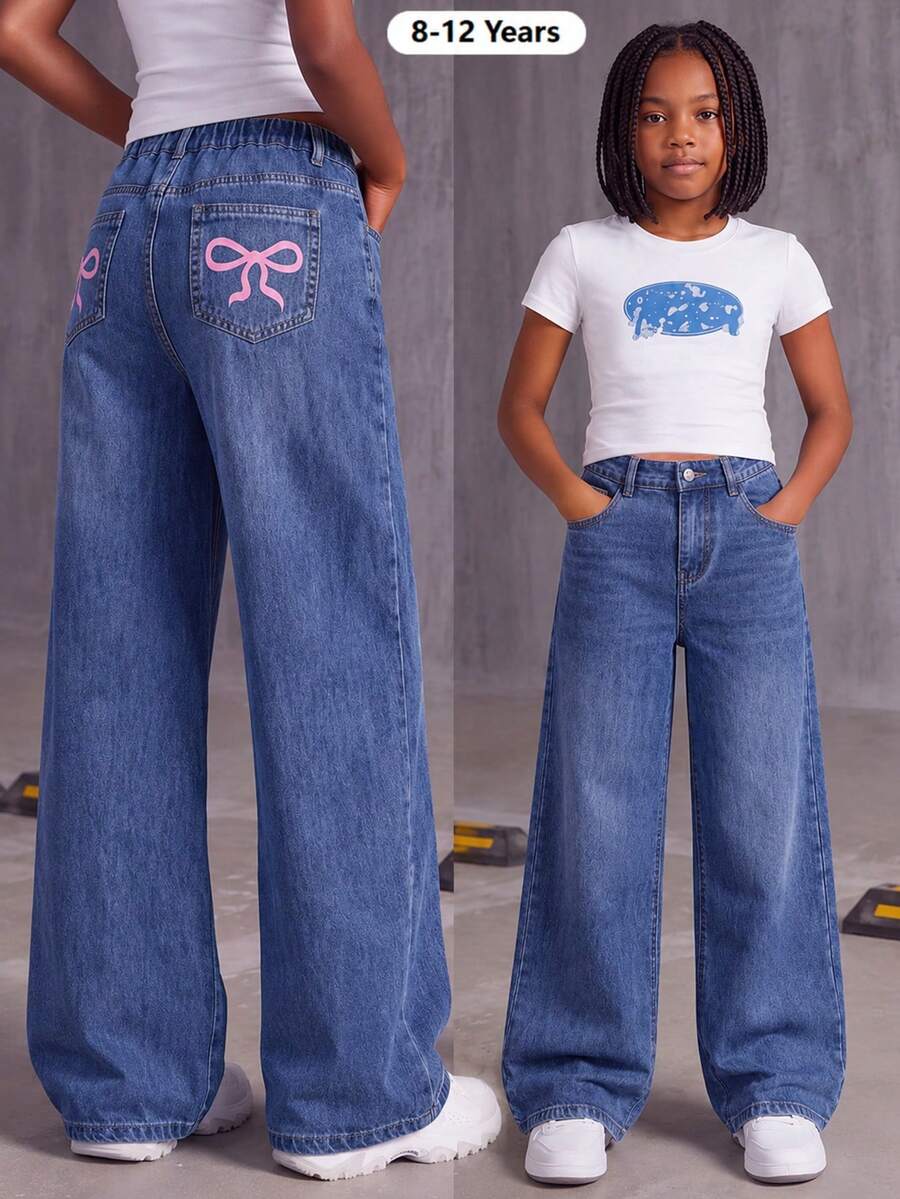 Tween Girl Fashion Denim Long Pants, Spring/Autumn/Winter
