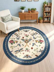 1pc Insect & Floral Print Round Living Room Rug, Suitable For Kitchen, Dining Room, Bedroom, Room Holiday Decor, Indoor/Outdoor, Office, Lobby, Non-Slip Door Mat, Bathroom Rug, Hallway, Study Gaming Area Rug - Multicolor - View 6