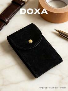 DOXA Classic Black Flannel Watch Storage Bag, Metal Snap Closed, Soft Lined Pocket Size Watch Case, Suitable For Business And Daily Carry - Black - View 5