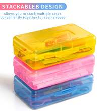 Large Hard Shell Pencil Case, Bulk Transparent Crayon Box | Marker Storage Box, Plastic Storage Box With Snap Lid, Art & Craft Storage Box, Back To School Stationery, Colorful - A - View 4