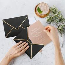 50/100Pcs VIP Membership Envelope Set, Suitable For Wedding Season Invitations, Including Membership Card, Invitation Card, Greeting Card, ID Card Envelope, Small Mini Hot Stamping VIP Envelope, Applicable For Wedding, Thanksgiving,Love Letters - A - View 3