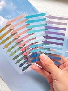 1 buah PET Arrow Index Tab, Semi-Transparan, Dapat Ditulis, Warna Fluorescent Morandi, Lipatan N, Perekat, Pembatas Halaman, Label Klasifikasi Buku, Label Catatan Bacaan Siswa, Tab Indeks Klasifikasi Dokumen Kantor - Satu-Ukuran - View 4