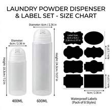 1 Set Laundry Powder Dispenser With Waterproof Label Stickers, Even Quantitative Pouring Shaker Container, Sealed Storage Organizer Box For Detergent, Household Dry Powder Storage Solution, Home Laundry Organization Gadget - White - View 10