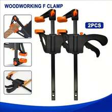 2PCS F Clamp Set, 4 Inch Quick-Release Ratchet Bar Clamps, One-Hand Operation Heavy Duty Woodworking Clamps With Non-Slip Pads, Convertible To Spreader, For DIY Projects, Home Repair & Woodworking - F-clip 2-piece Set - View 2