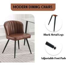 WAHSON OFFICE CHAIRS 4PCS Velvet Kitchen Chair Side Dining Chairs Armless Tub Chair With Metal Legs - Brown - 4 Pieces - View 7