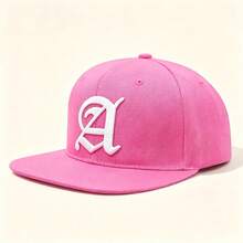 1pc Gothic Letter A Embroidered Flat Brim Snapback Cap Solid Color Adjustable Hip Hop Streetwear Baseball Cap Unisex - Multicolor - View 11
