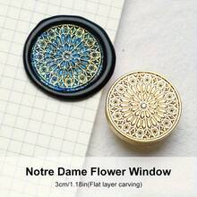 1 con dấu sáp Vintage Floral Window Series, tròn 3cm, chất liệu đồng thau, nhiều mẫu hoa văn, phù hợp cho thiệp mời đám cưới/đồ handmade DIY/dán phong bì/trang trí thiệp lễ hội/sưu tầm (không bao gồm cán cầm/sáp/mực) - Dòng cửa sổ hoa mới - Xem 18