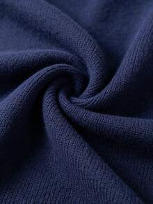 Navy Blue Knit Cardigan Women's Autumn New Style Round Neck Colorful Contrast Button Long Sleeve Short Loose Slimming Commute Sweater - Navy Blue - View 6