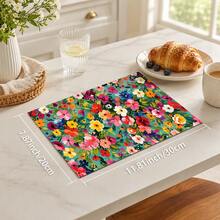 1pc Colorful Floral Pattern Dish Drying Mat, Fresh Pastoral Style, Quick-Drying Absorbent Material, Delicate Printed Design, Waterproof Stain-Resistant Non-Slip Countertop Protector, Suitable For Daily Kitchen, Dish Drying, Gatherings And Home Countertop Decor - Multicolor - View 10
