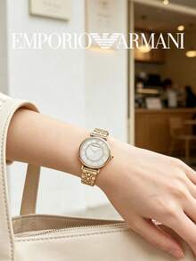 Armani AR1907 Women's Watch Gold Steel Band Mother Of Pearl Dial Rhinestone Ferris Wheel Quartz Wristwatch - White - View 5