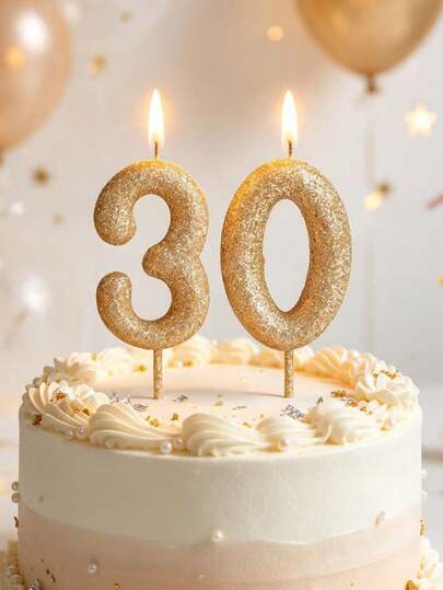 Bougies décoratives en or champagne pailleté avec les chiffres 0 à 9 pour anniversaire, fête, mariage et gâteau