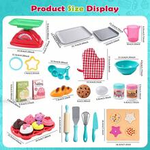 Children's Realistic Baking Pretend Play Toy Set, Includes Simulated Pointer Scale, Rolling Pin, Heat-Resistant Gloves, Cupcakes, Cookies, Measuring Spoons, Mixing Spatula, And Full Set Of Kitchen Utensils, Replicates Real Dessert Baking Process, Rounded Edges And Material, Develops Children's Hands-On Ability, Suitable For Role-Playing, Parent-Child Interaction And Holiday Gifts - Multicolor - View 7