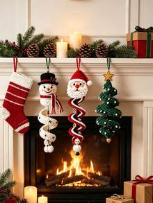 1 Set DIY Christmas Spiral Crochet Ornament Kit, Handmade Santa Claus Snowman Christmas Tree Hanging Decorations, Crochet Doll Set Suitable For Beginners, Holiday Handmade Gift - Christmas Style - View 3
