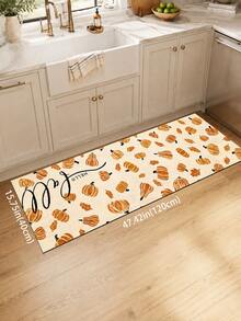 1pc Pumpkin Pattern Kitchen Mat, Fun Holiday Style, Suitable For Autumn Party, Bathroom, Room, Kitchen, Sink Area And Home Holiday Decor, Foot Mat, Pet Mat - Multicolor - View 12