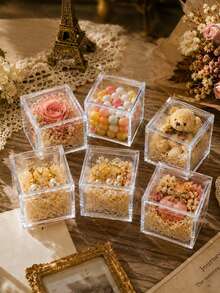 20pcs Transparent Lid Gift Boxes, Matching Gift Packaging Empty Boxes, Square Storage Jewelry Display Boxes, Multi-Functional Jewelry Storage Boxes Suitable For Accessories, Food And Candy Home Display - 5*5*5cm - View 2