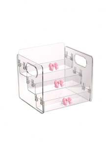 Pink Bow Desktop Organizer/Portable Three-Tier Storage Rack/Cosmetic Organizer/Suitable For Storing Lipsticks, Perfumes, Makeup Brushes, Toners, Lotions, Etc./Applicable For Bathrooms, Bedrooms, And Vanities/Desk & Drawer Organizer For Home Storage - Multicolor - View 14