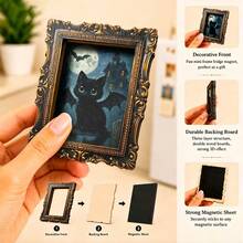 1pc Mini Photo Frame Style Refrigerator Magnet, Fun Pumpkin Ghost Pattern, Great Decorative Prop, Holiday Gift - A - View 11