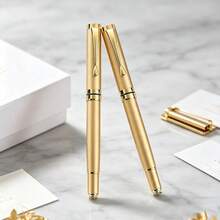 Pulpen Ballpoint Logam Emas Klasik/Isi Ulang yang Dapat Diganti 0,5mm/Pulpen Tanda Tangan Bisnis/Pulpen Hadiah Kantor/Cocok untuk Pria dan Wanita dengan Tulisan Halus/Cocok untuk Kantor, Sekolah, Siswa dan Guru untuk Berlatih Menulis - Pena - View 2