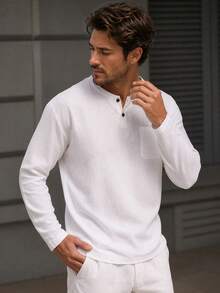 Men's Casual Versatile Linen White Apricot T-Shirt - White - View 2